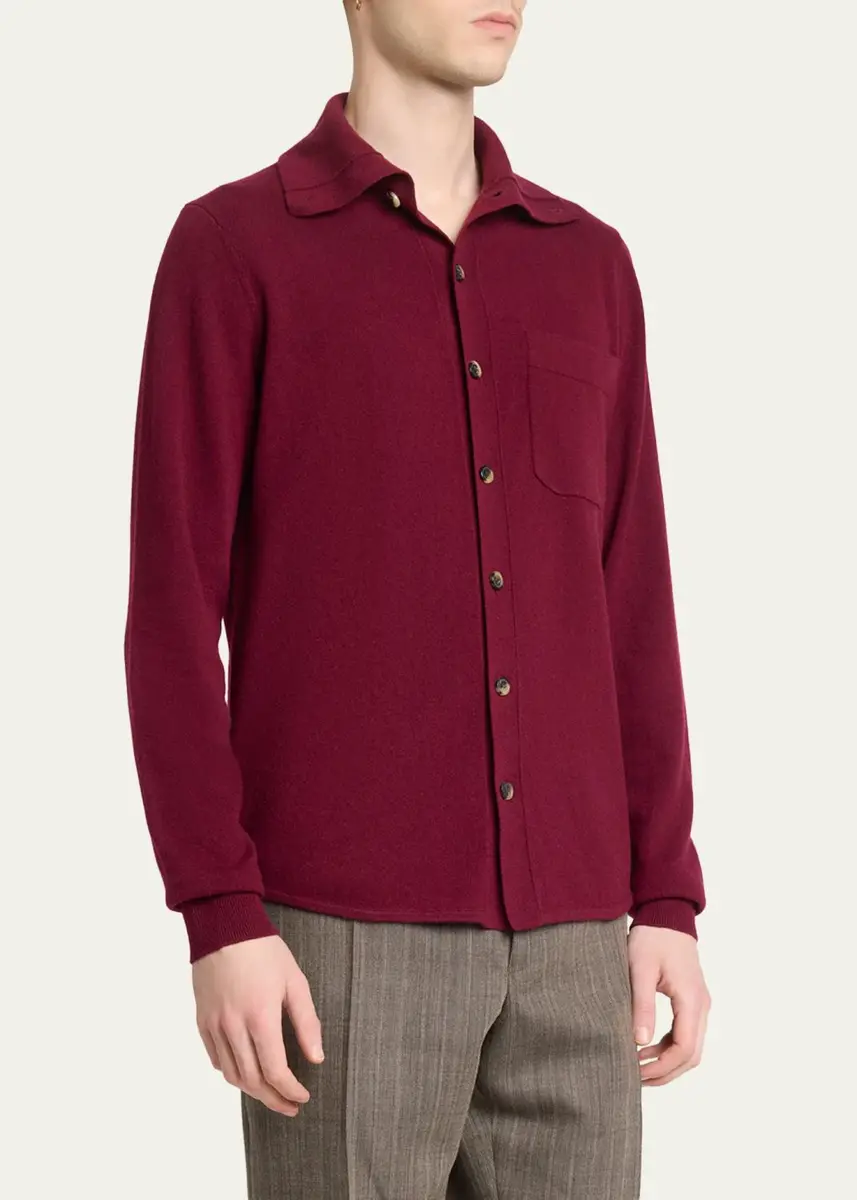 Dries Van Noten Men's Cashmere Knit Button-Down Shirt | Thumbnail 4 Dries Van Noten Men's Cashmere Knit Button-Down Shirt | Thumbnail 4