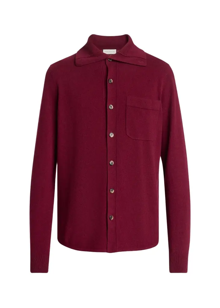 Dries Van Noten Men's Cashmere Knit Button-Down Shirt