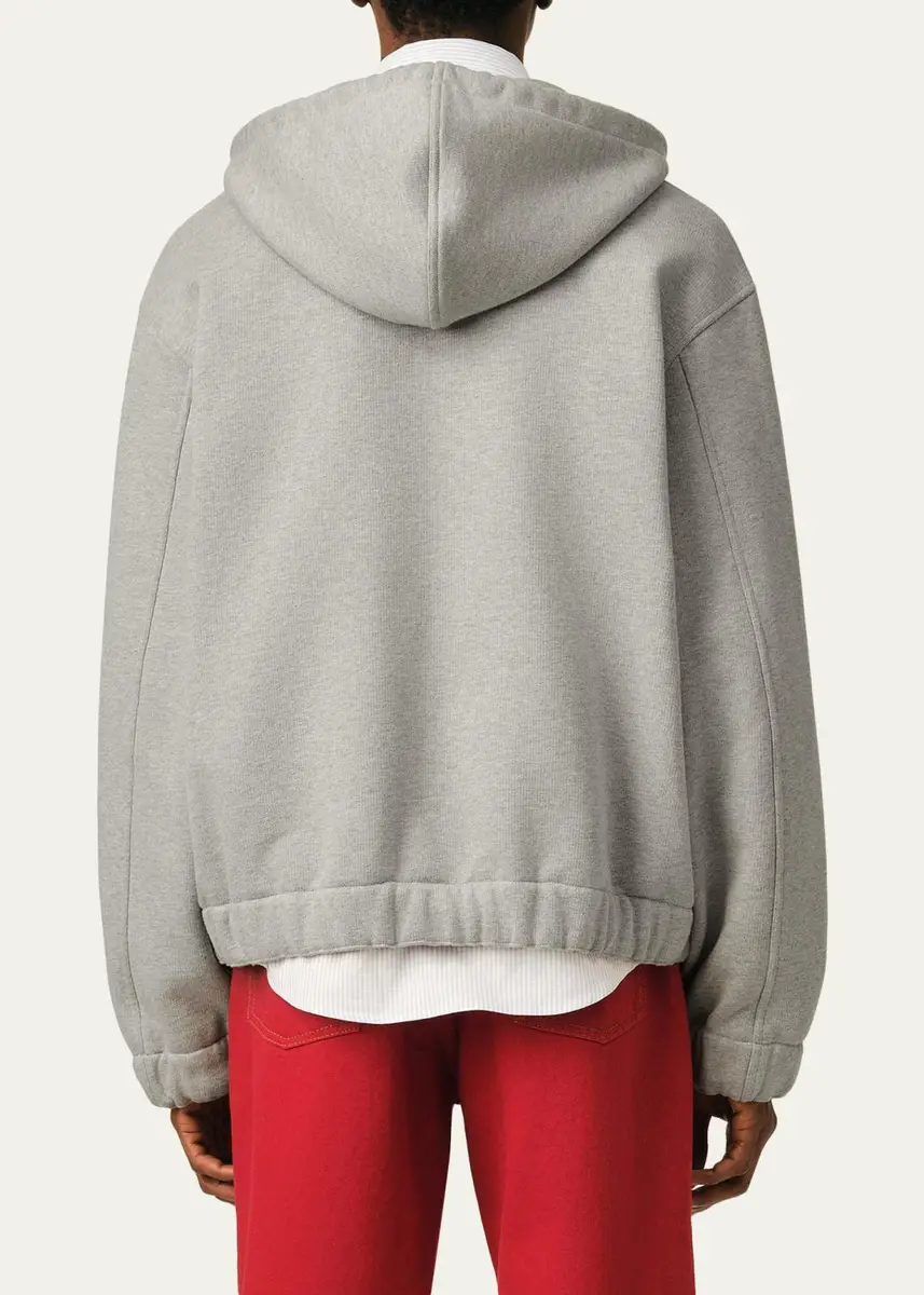 AMI PARIS Men's Heavyweight Cotton Zip Hoodie | Thumbnail 3