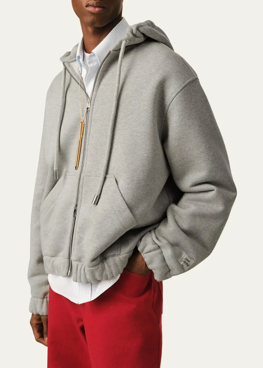 AMI PARIS Men's Heavyweight Cotton Zip Hoodie | Thumbnail 4