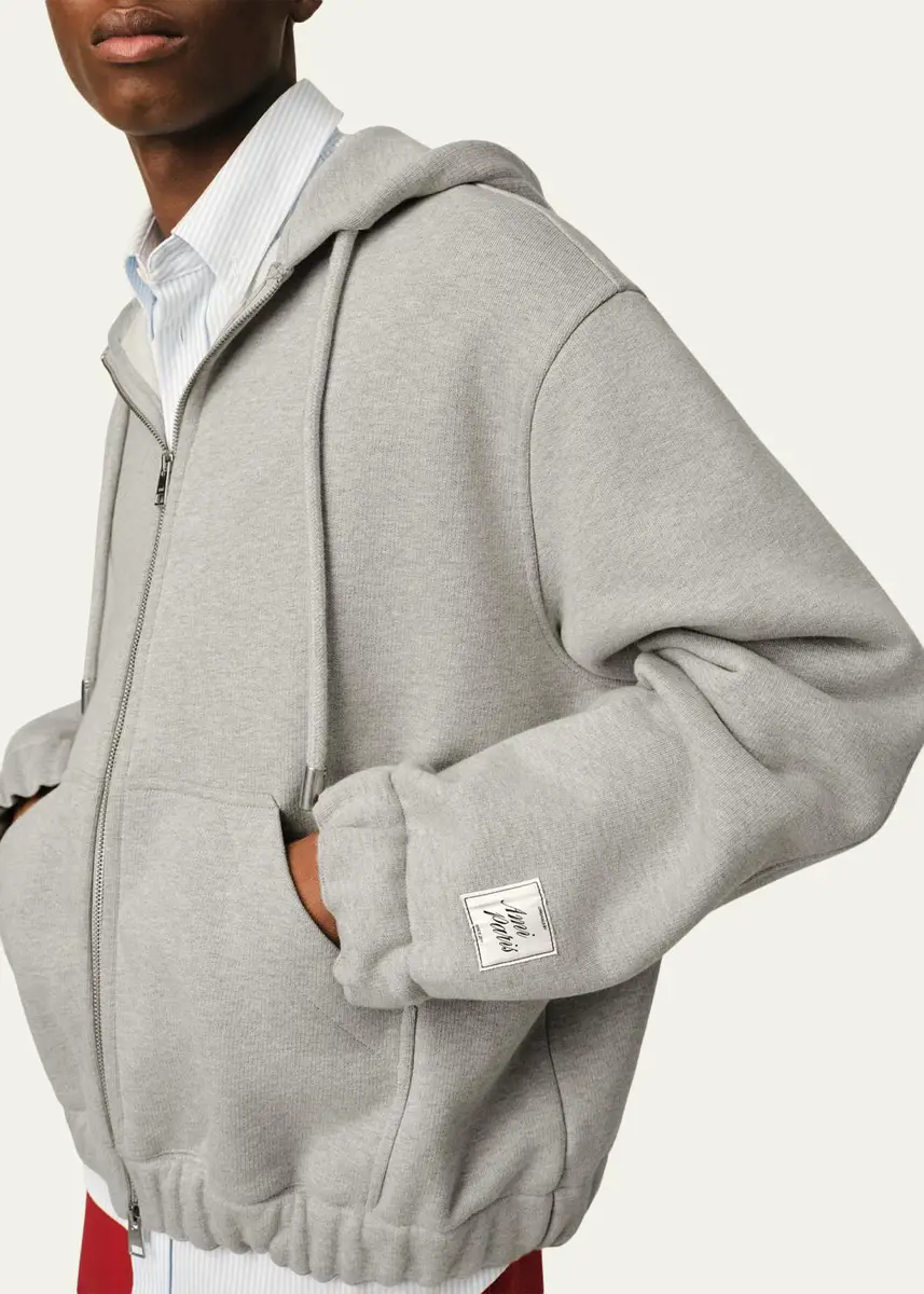 AMI PARIS Men's Heavyweight Cotton Zip Hoodie | Thumbnail 5