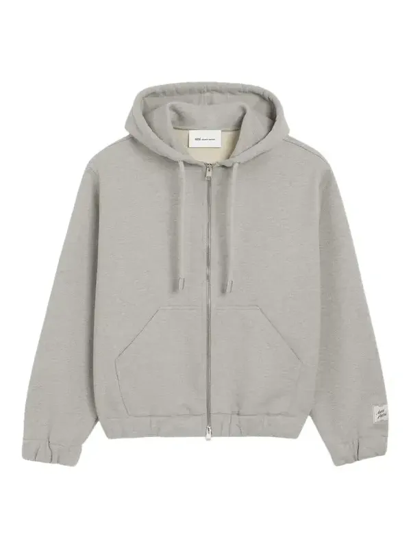 AMI PARIS Men's Heavyweight Cotton Zip Hoodie