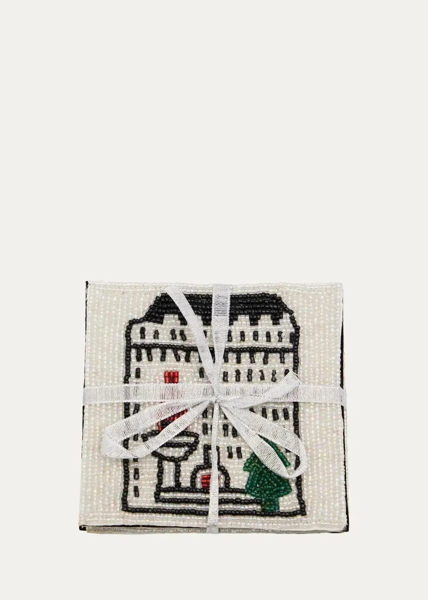 Sudha Pennathur 4-Piece Beaded Bergdorf Building Coaster Set | Thumbnail 2 Sudha Pennathur 4-Piece Beaded Bergdorf Building Coaster Set | Thumbnail 2