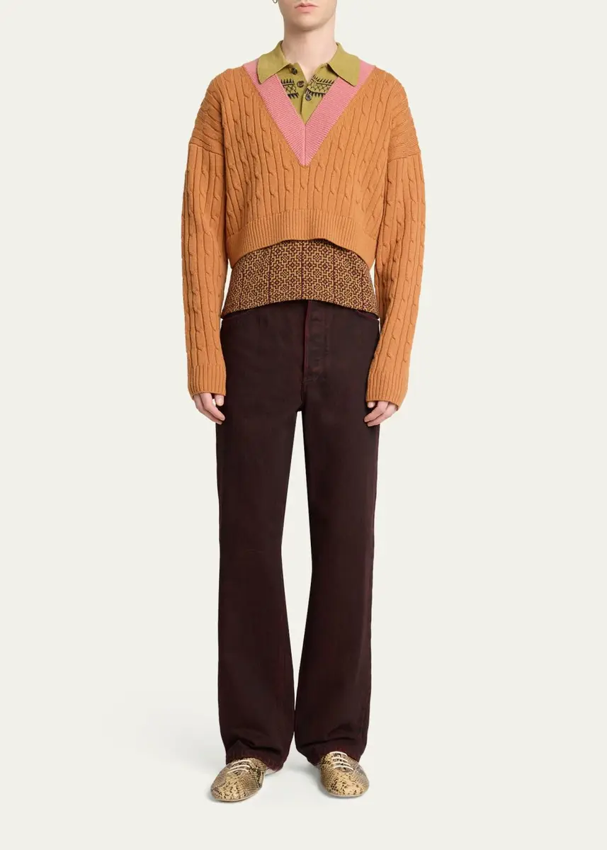 Dries Van Noten Men's Layered Polo Sweater | Thumbnail 2