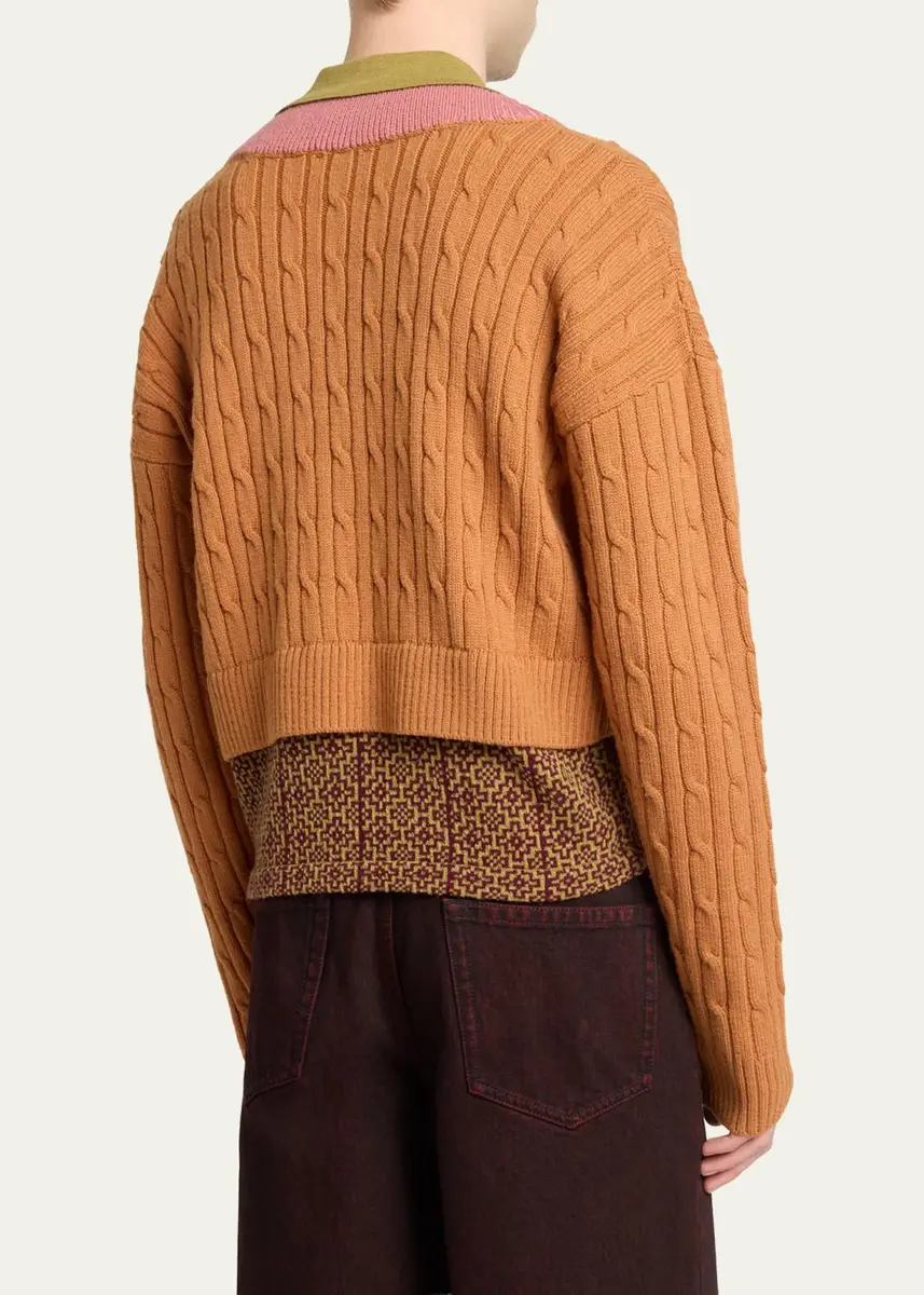 Dries Van Noten Men's Layered Polo Sweater | Thumbnail 3
