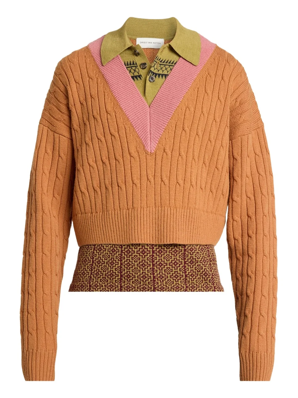 Dries Van Noten Men's Layered Polo Sweater