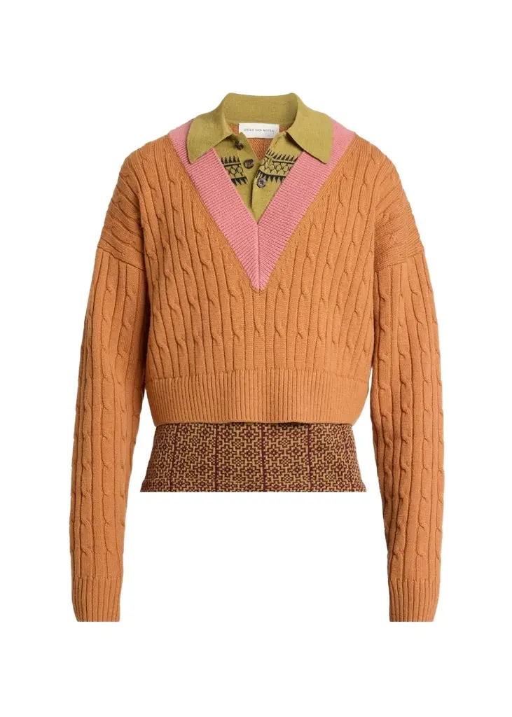Dries Van Noten Men's Layered Polo Sweater