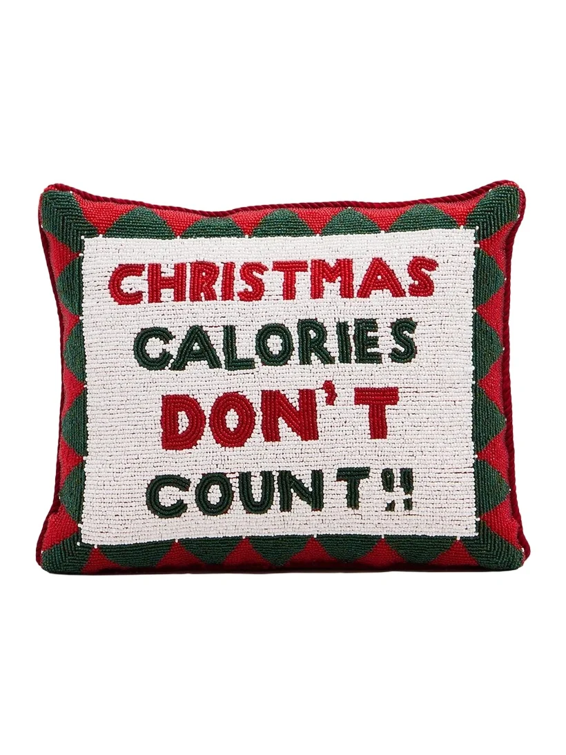 Sudha Pennathur Christmas Calories Don't Count Pillow