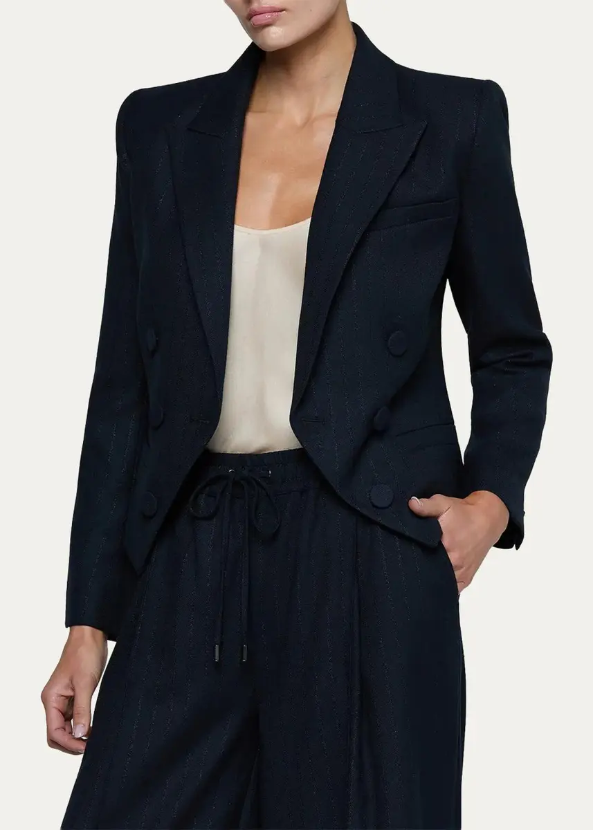 L'Agence Risa Striped Double-Breasted Blazer | Thumbnail 4