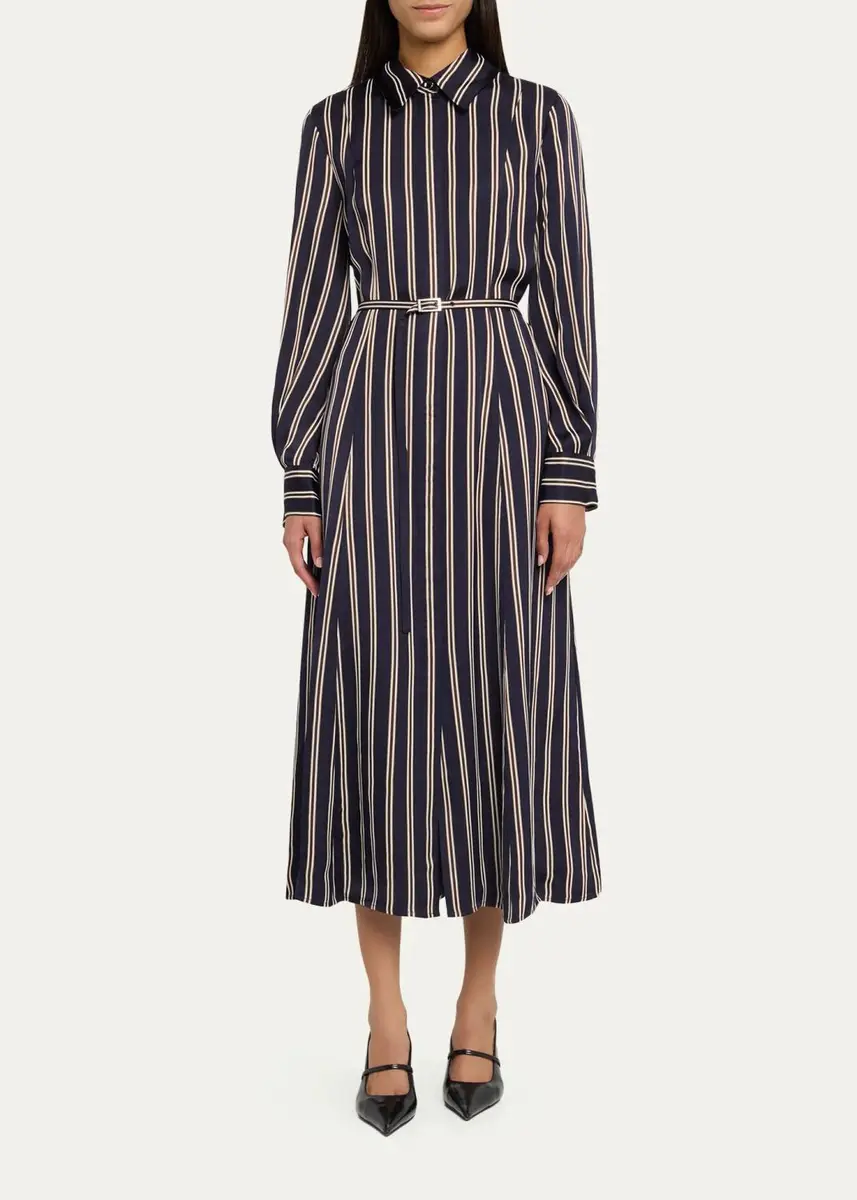 Jason Wu Collection Striped Satin Long-Sleeve Belted Midi Shirtdress | Thumbnail 2 Jason Wu Collection Striped Satin Long-Sleeve Belted Midi Shirtdress | Thumbnail 2