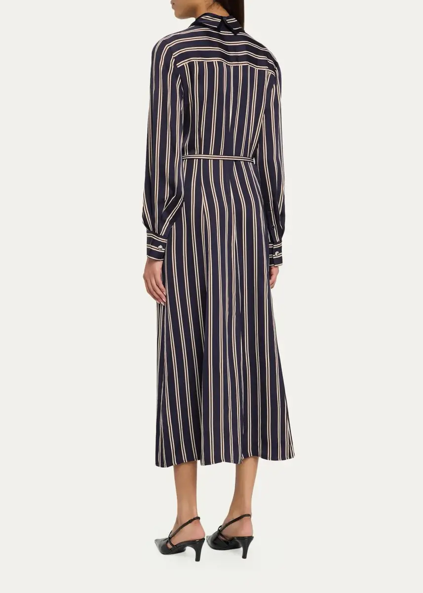 Jason Wu Collection Striped Satin Long-Sleeve Belted Midi Shirtdress | Thumbnail 3 Jason Wu Collection Striped Satin Long-Sleeve Belted Midi Shirtdress | Thumbnail 3