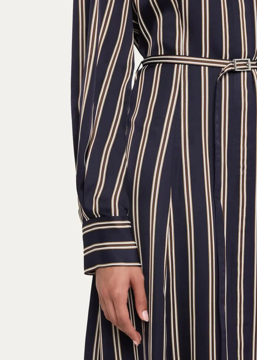 Jason Wu Collection Striped Satin Long-Sleeve Belted Midi Shirtdress | Thumbnail 5 Jason Wu Collection Striped Satin Long-Sleeve Belted Midi Shirtdress | Thumbnail 5