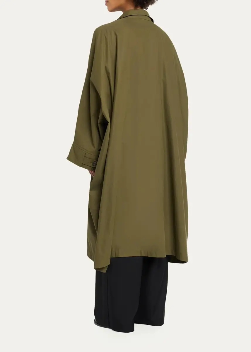 Eskandar Extra Wide Sloped Shoulder Raincoat With Tabs - 3/4 Length | Thumbnail 3 Eskandar Extra Wide Sloped Shoulder Raincoat With Tabs - 3/4 Length | Thumbnail 3
