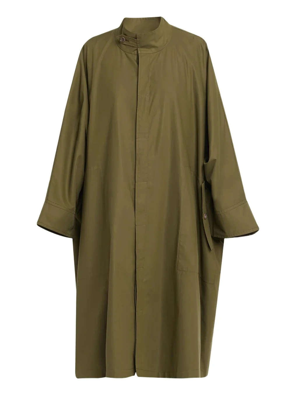 Eskandar Extra Wide Sloped Shoulder Raincoat With Tabs - 3/4 Length