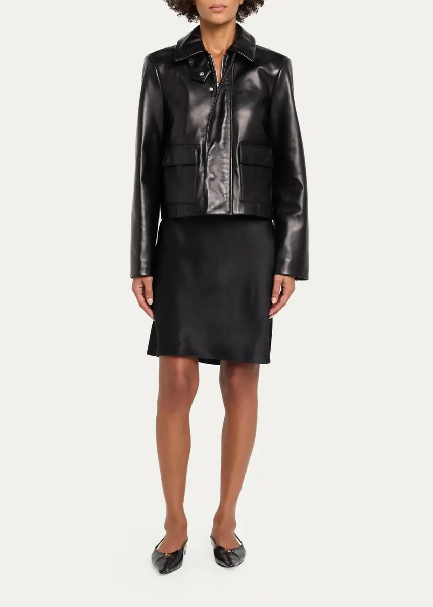 Brandon Maxwell Remi Leather Zip Jacket | Thumbnail 2 Brandon Maxwell Remi Leather Zip Jacket | Thumbnail 2