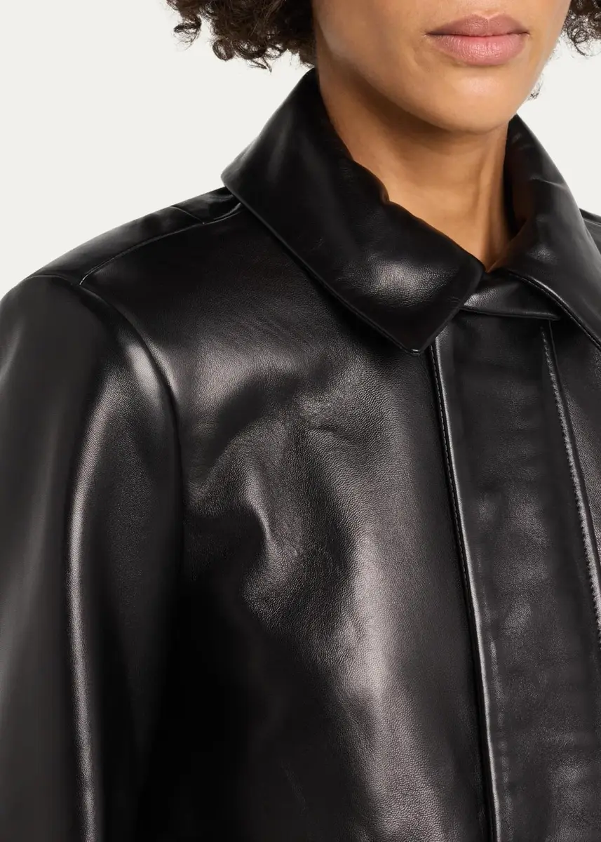 Brandon Maxwell Remi Leather Zip Jacket | Thumbnail 5 Brandon Maxwell Remi Leather Zip Jacket | Thumbnail 5