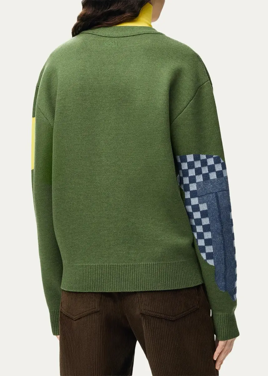 Loewe Check Colorblocked Wool-Blend Cardigan | Thumbnail 3 Loewe Check Colorblocked Wool-Blend Cardigan | Thumbnail 3