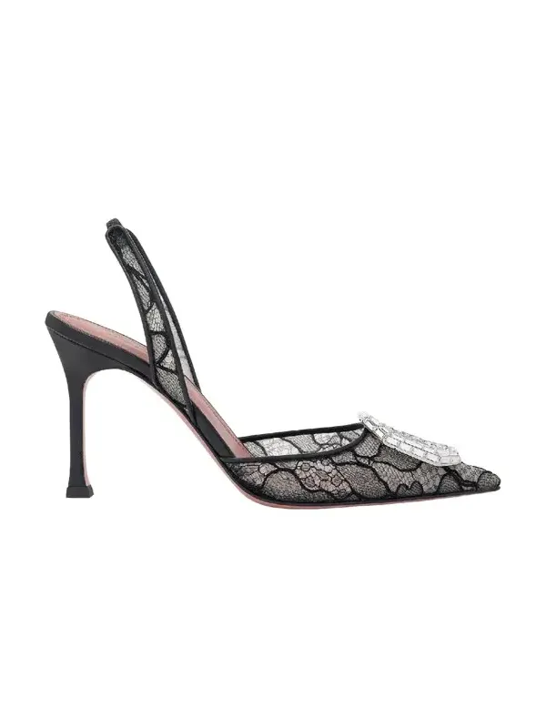 Camelia Lace Crystal Slingback Pumps