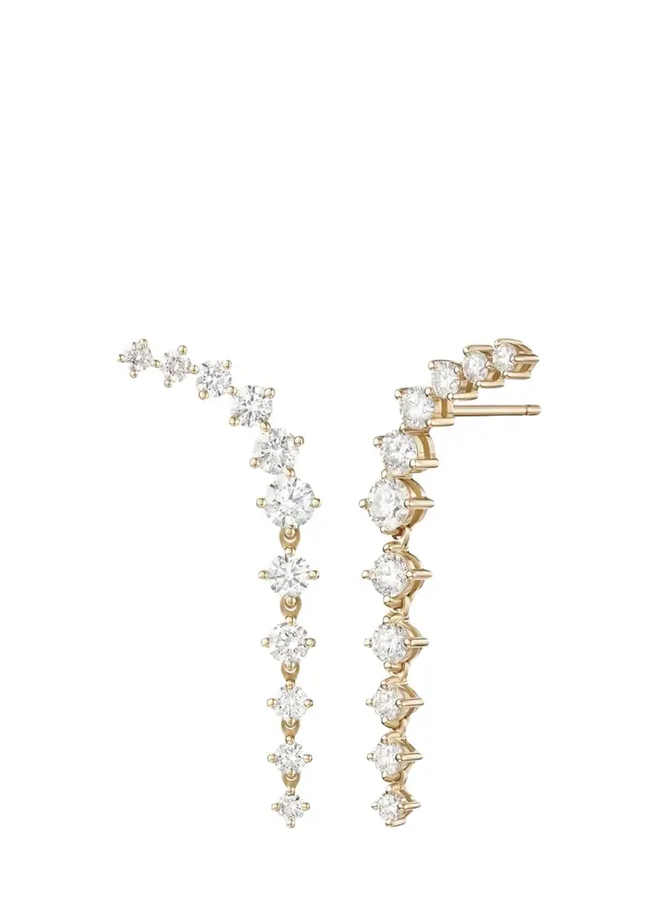 Melissa Kaye Aria Dagger 18K Yellow Gold Diamond Earrings