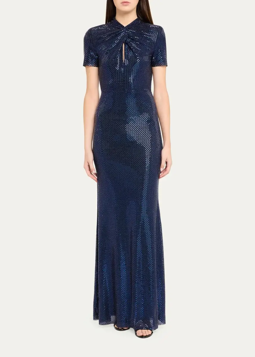 Self-Portrait Sequined Mock-Neck Gown | Thumbnail 2 Self-Portrait Sequined Mock-Neck Gown | Thumbnail 2