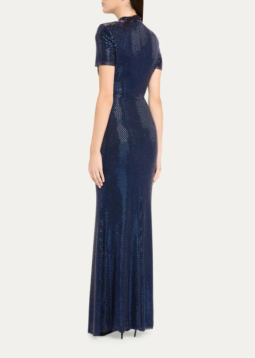 Self-Portrait Sequined Mock-Neck Gown | Thumbnail 3 Self-Portrait Sequined Mock-Neck Gown | Thumbnail 3