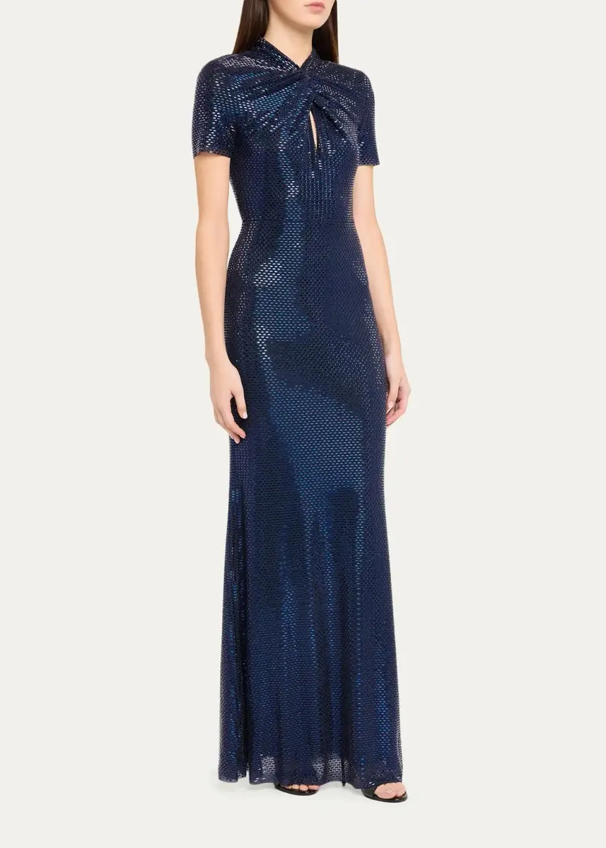 Self-Portrait Sequined Mock-Neck Gown | Thumbnail 4 Self-Portrait Sequined Mock-Neck Gown | Thumbnail 4
