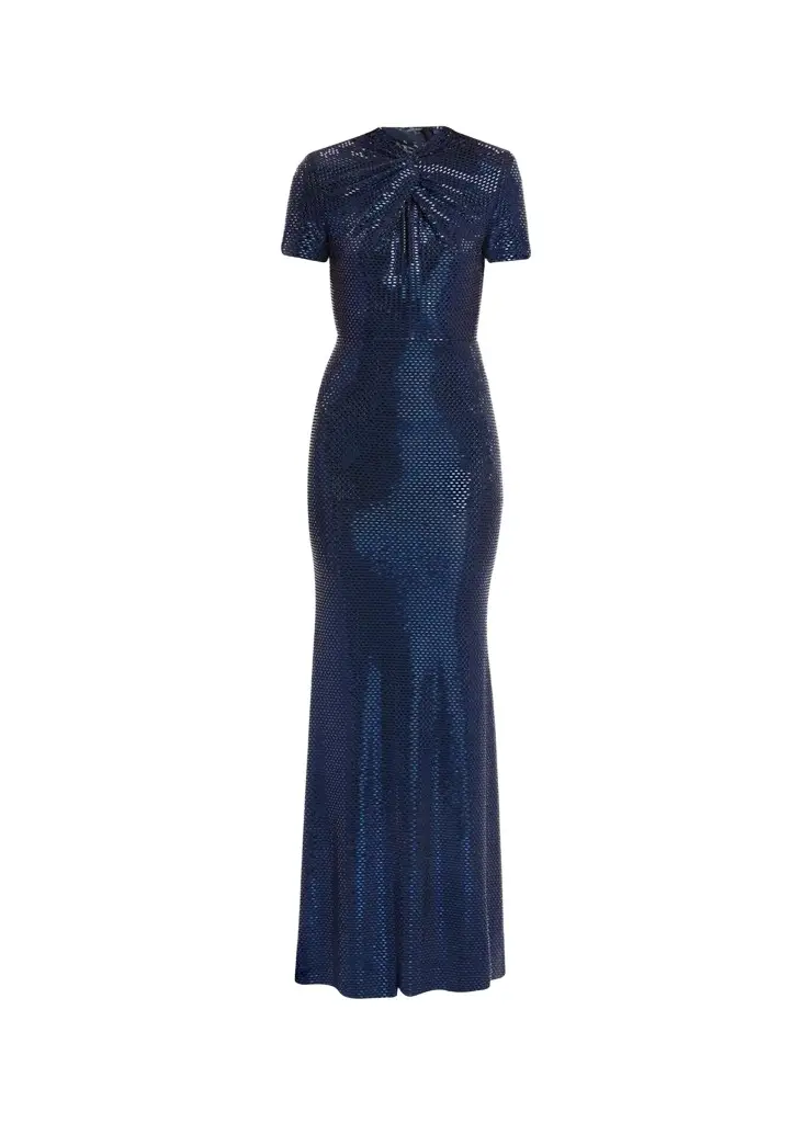 Self-Portrait Sequined Mock-Neck Gown