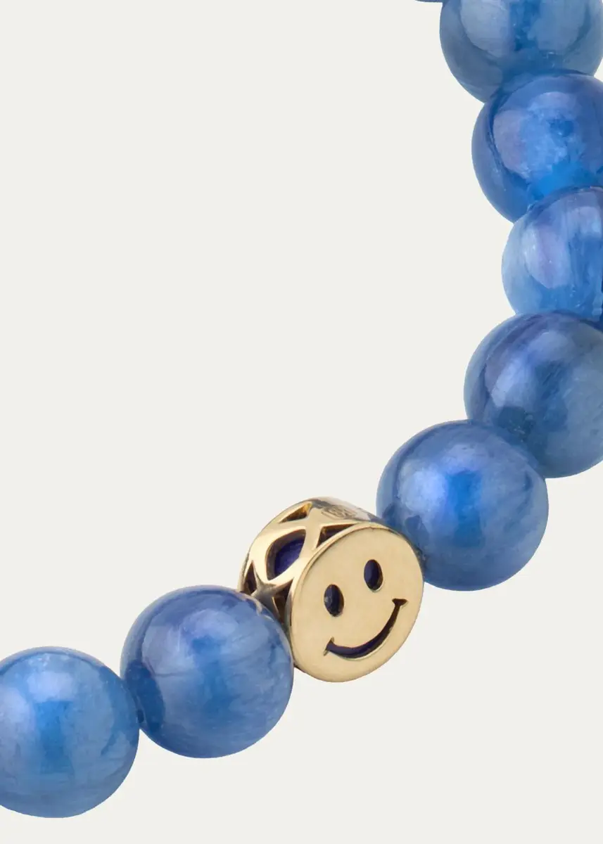 Sydney Evan 14K Lapis Inlay Icon Bead Happy Face on Kyanite Bead Bracelet | Thumbnail 3