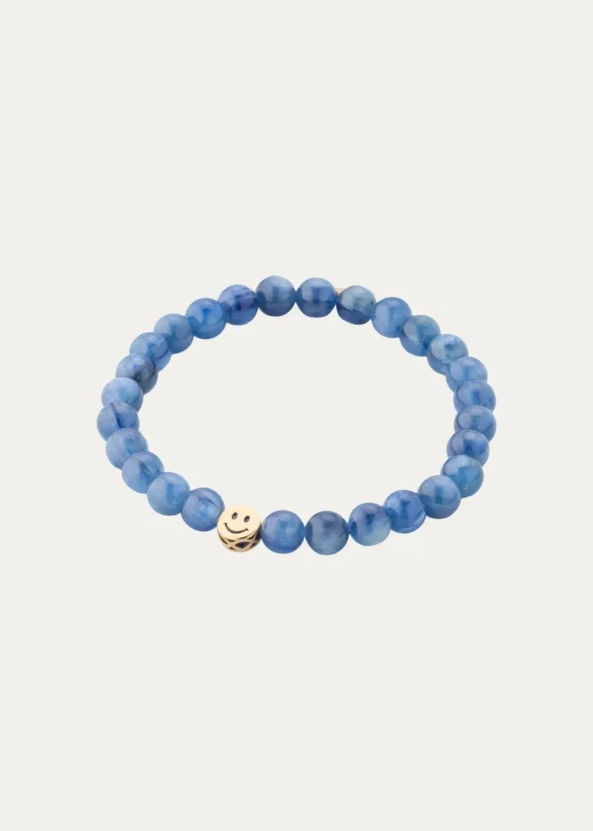 Sydney Evan 14K Lapis Inlay Icon Bead Happy Face on Kyanite Bead Bracelet | Thumbnail 4