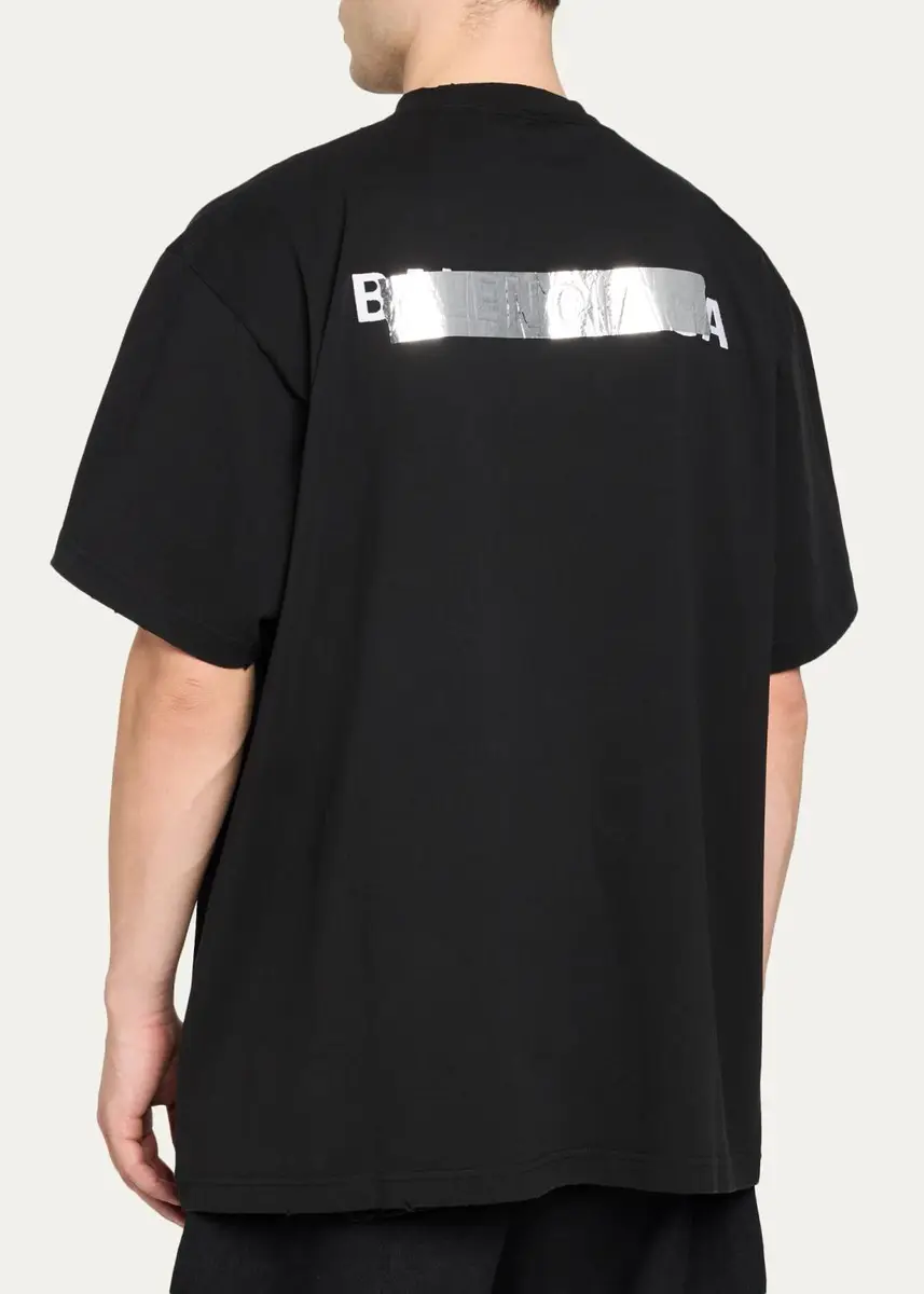 Balenciaga Men's Oversized Tape Logo T-Shirt | Thumbnail 3 Balenciaga Men's Oversized Tape Logo T-Shirt | Thumbnail 3