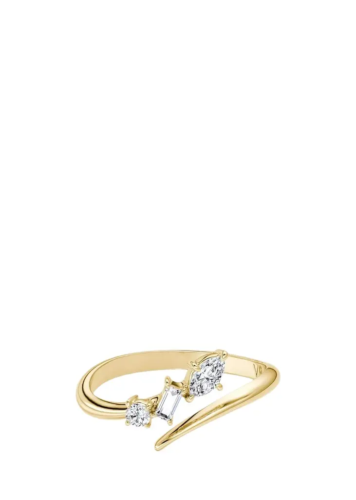VRAI 14K Yellow Gold Lab-Grown Diamond Orion Bypass Ring, 0.19tcw