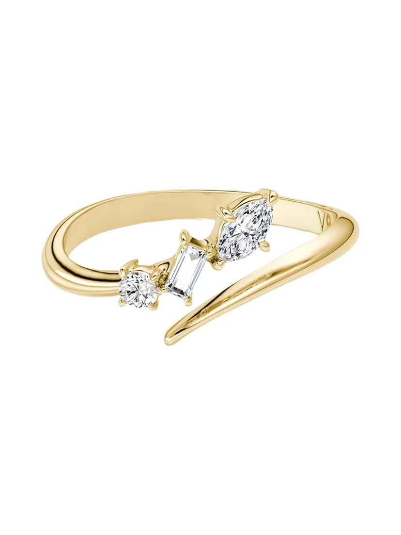 VRAI 14K Yellow Gold Lab-Grown Diamond Orion Bypass Ring, 0.19tcw