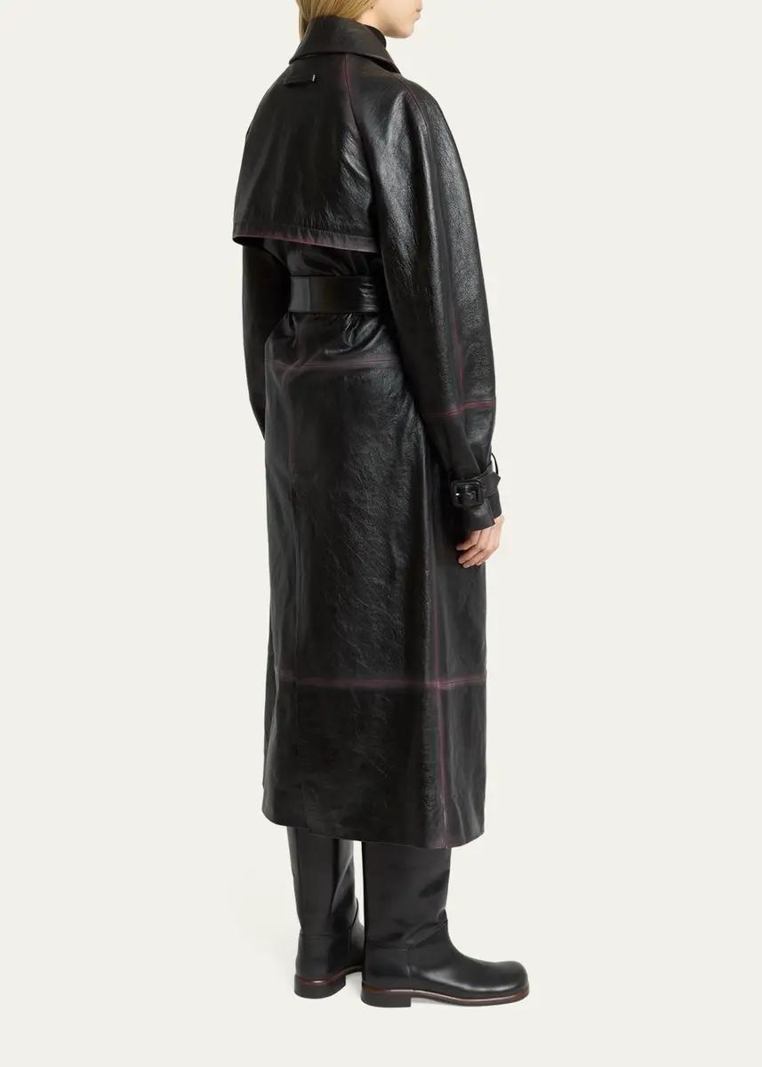Proenza Schouler Kasia Burnished Leather Belted Long Trench Coat | Thumbnail 3 Proenza Schouler Kasia Burnished Leather Belted Long Trench Coat | Thumbnail 3