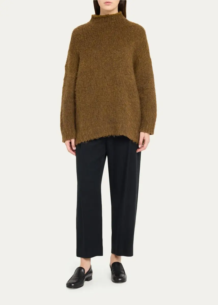 Vince Mock Turtleneck Brushed Wool-Blend Oversized Sweater | Thumbnail 2 Vince Mock Turtleneck Brushed Wool-Blend Oversized Sweater | Thumbnail 2