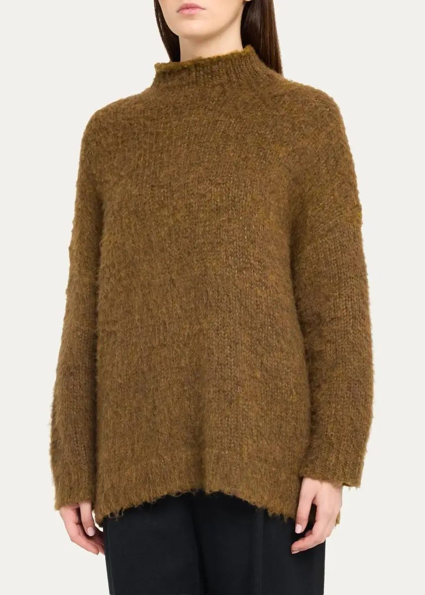 Vince Mock Turtleneck Brushed Wool-Blend Oversized Sweater | Thumbnail 4 Vince Mock Turtleneck Brushed Wool-Blend Oversized Sweater | Thumbnail 4