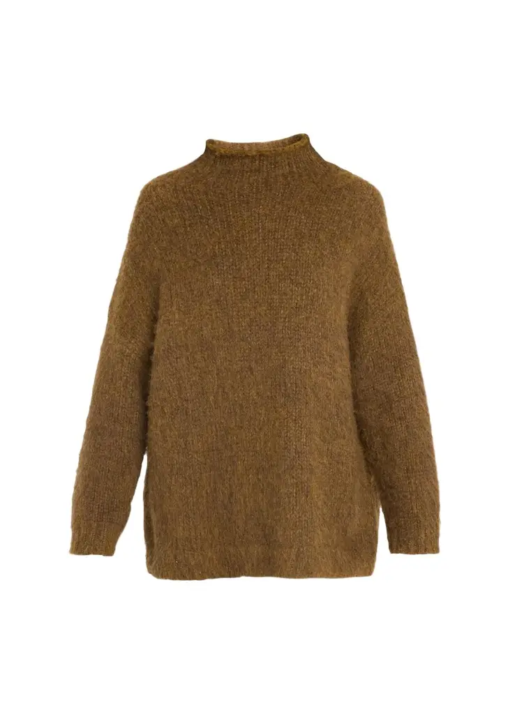 Mock Turtleneck Brushed Wool-Blend Oversized Sweater Mock Turtleneck Brushed Wool-Blend Oversized Sweater