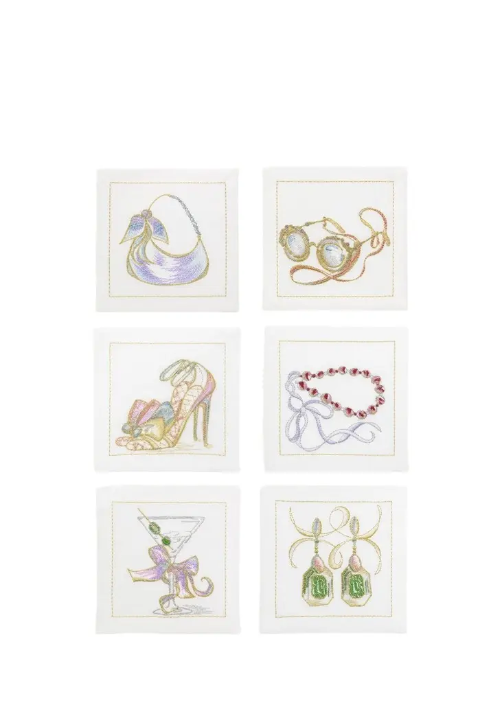 BG Embroidered Cocktail Napkins, Set of 6 BG Embroidered Cocktail Napkins, Set of 6