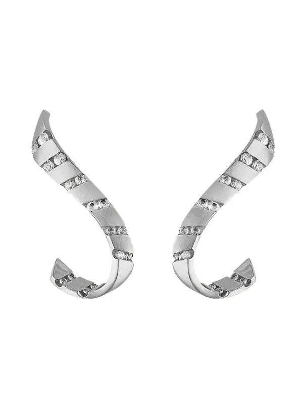 Nexus 18K White Gold Alternating Diamond Cuff Earring, Single, Right Side Nexus 18K White Gold Alternating Diamond Cuff Earring, Single, Right Side
