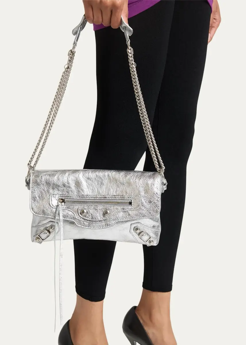 Balenciaga Le City Metallic Arena Leather Clutch Bag | Thumbnail 2