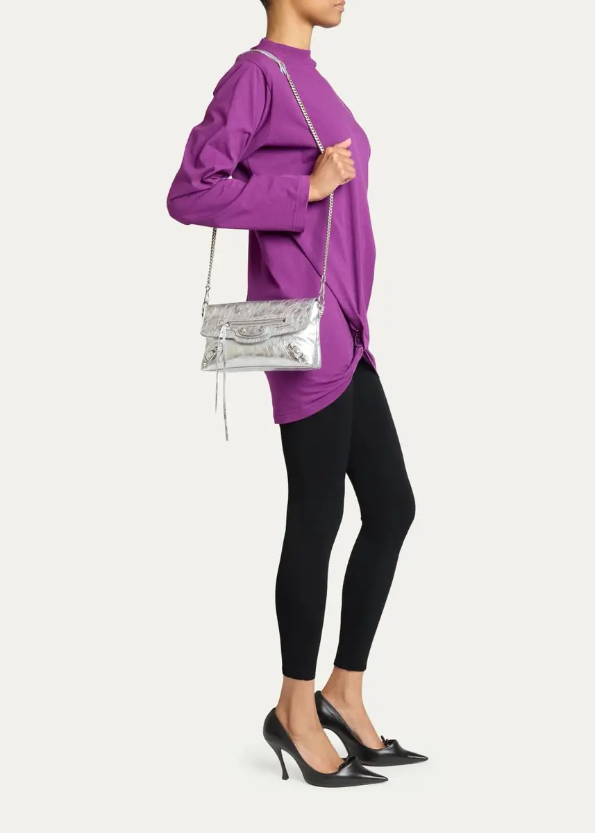 Balenciaga Le City Metallic Arena Leather Clutch Bag | Thumbnail 5