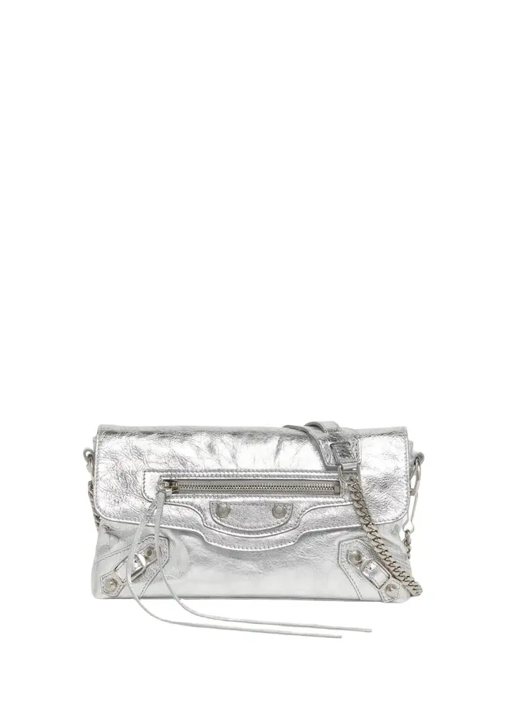 Le City Metallic Arena Leather Clutch Bag