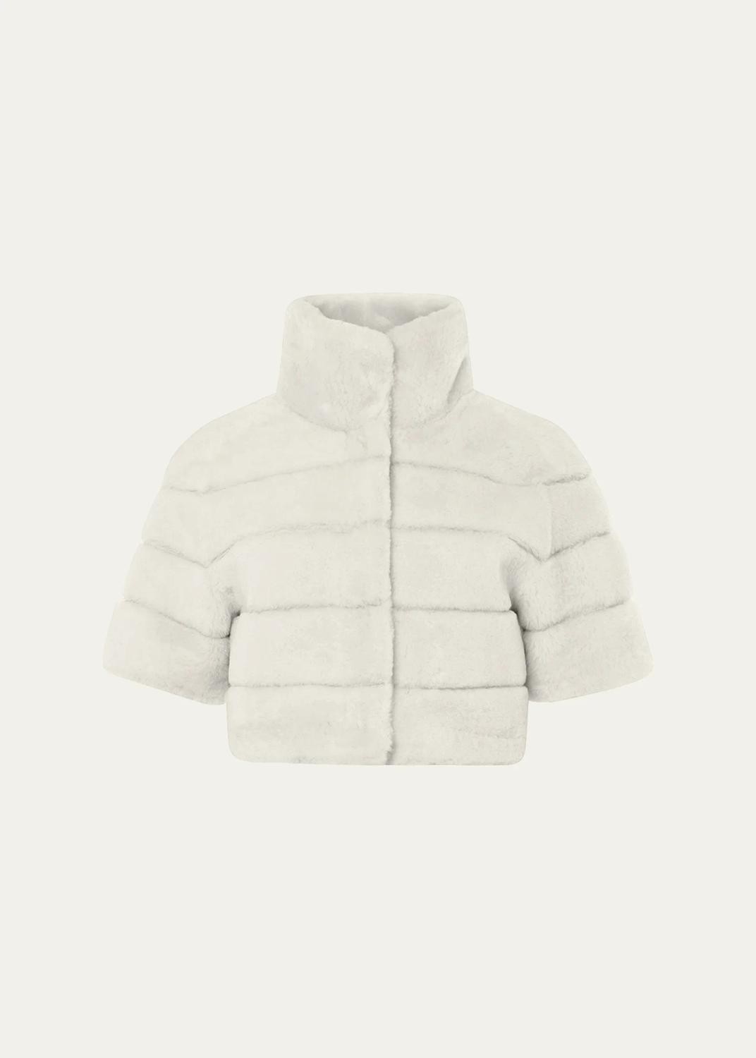 Gorski Reversible Lamb Shearling Bolero Jacket With Cropped Sleeves