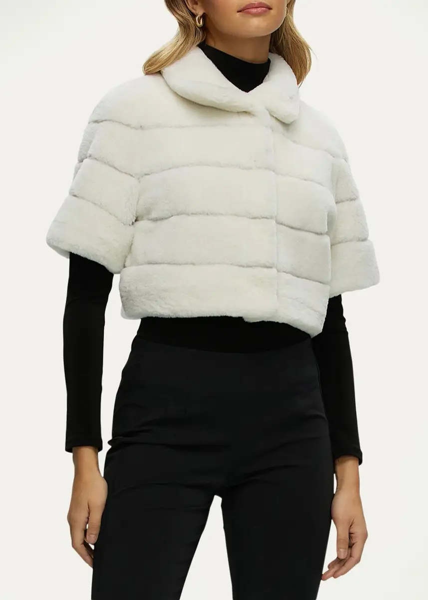 Gorski Reversible Lamb Shearling Bolero Jacket With Cropped Sleeves | Thumbnail 4 Gorski Reversible Lamb Shearling Bolero Jacket With Cropped Sleeves | Thumbnail 4