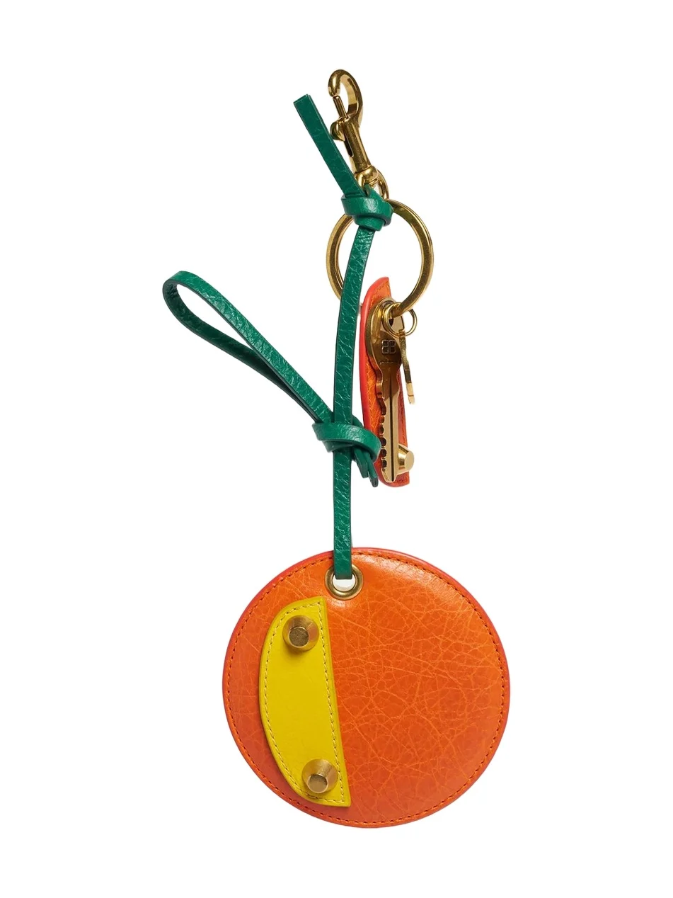 Balenciaga Le City Leather Orange Keyring