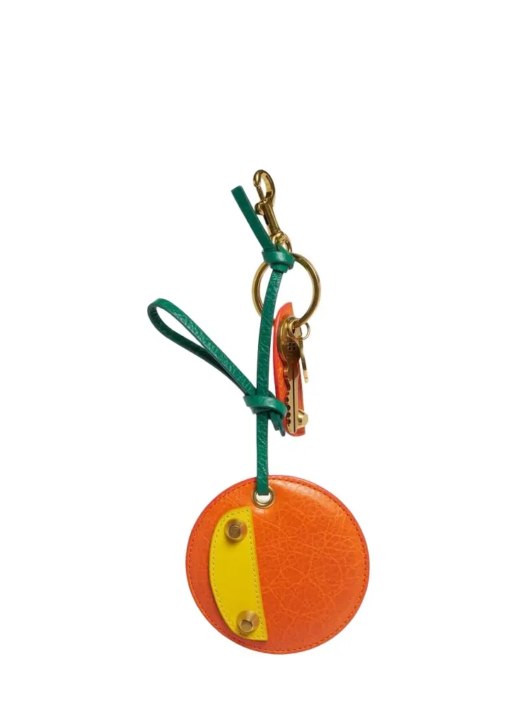 Balenciaga Le City Leather Orange Keyring