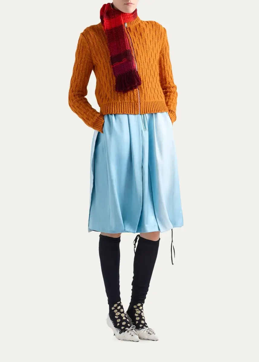 Prada Wool and Alpaca Aran Knit Zip Cardigan | Thumbnail 2 Prada Wool and Alpaca Aran Knit Zip Cardigan | Thumbnail 2