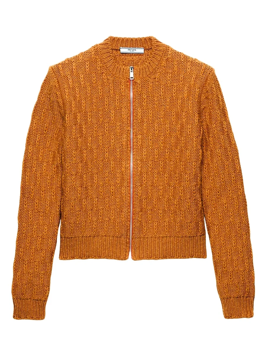 Wool and Alpaca Aran Knit Zip Cardigan Wool and Alpaca Aran Knit Zip Cardigan