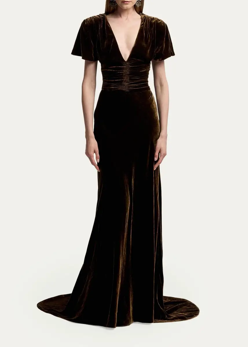 Ralph Lauren Collection Charisse Changeant Velvet Evening Dress | Thumbnail 4 Ralph Lauren Collection Charisse Changeant Velvet Evening Dress | Thumbnail 4