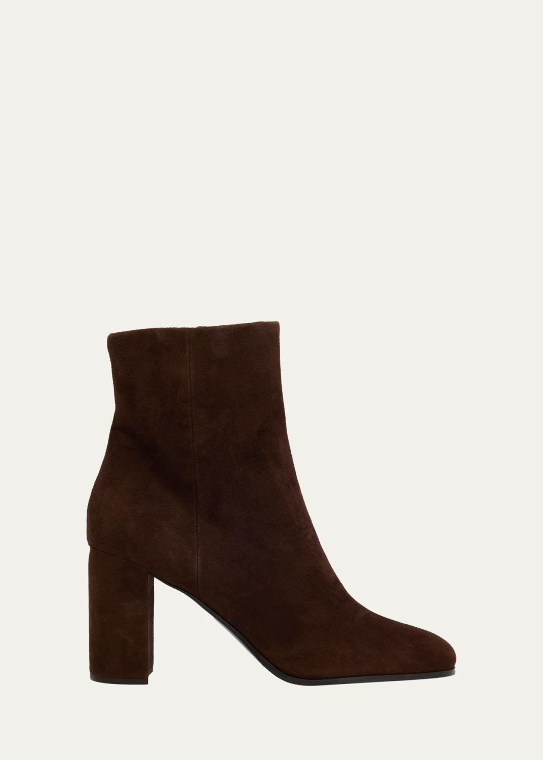 Prada 85mm Triangle Logo Suede Ankle Boots