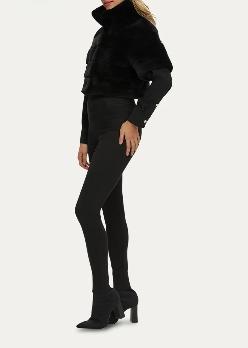 Gorski Reversible Lamb Shearling Bolero Jacket With Cropped Sleeves | Thumbnail 2 Gorski Reversible Lamb Shearling Bolero Jacket With Cropped Sleeves | Thumbnail 2